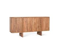 GINER Y COLOMER - Buffet en acacia massif fabriqué à la main 170 cm - 4 portes avec ouverture push - Meuble de rangement pour salon ou salle à manger