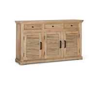 GINER Y COLOMER Buffet en Bois de Mango Massif 3 Portes 3 Tiroirs - 150x90x40 cm - Teinte Naturelle - Meuble de Rangement Rustique