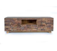 GINER Y COLOMER Buffet Télévision en Manguier et Bois Récupéré 2 Portes 1 Tiroir 180x60x50 cm Ton Naturel