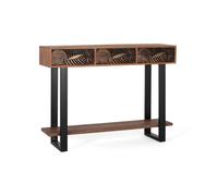 GINER Y COLOMER Console en bois d'acacia et métal avec 3 tiroirs, Naturel et noir