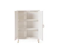GINER Y COLOMER - Dora2 - Buffet en bois de manguier massif couleur blanc avec détails dorés - Sculpté à la main - 140x100x40 cm