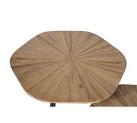 GINER Y COLOMER Lot de 3 Tables Basses en Teca Recy et Métal avec Dessus Polygonal et Style Industriel - TAPA-2.5CM
