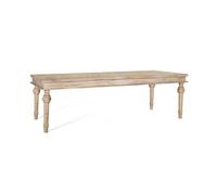 GINER Y COLOMER Table de Salle à Manger en Bois de Manguier Massif 200 cm - Dessus à Motifs Géométriques Sculptés avec Finition Patinée Blanche - Style Rustique et Vintage