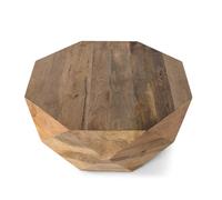 GINER Y COLOMER - Table de salon en bois de manguier naturel, 80 x 80 x 37 cm, pieds avec patins antidérapants, ne nécessite pas d'assemblage