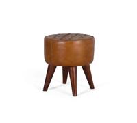 Giner y colomer Tabouret rond cuir - Camel