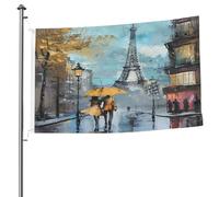 Ginfult Art Peinture Tour Eiffel Drapeau extérieur 1,5 x 2,4 m Drapeau de jardin double face Polyester Drapeaux décoratifs pour patio, pelouse, porche, balcon