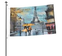 Ginfult Art Peinture Tour Eiffel Drapeau extérieur 6,1 x 91,4 cm Drapeau de jardin double face Polyester Drapeaux décoratifs pour patio, pelouse, porche, balcon