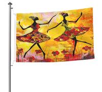Ginfult Drapeau de jardin en polyester double face pour terrasse, pelouse, porche, balcon - Art africain danseur de ballet africain - 1,5 x 2,4 m