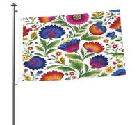 Ginfult Folk Art - Drapeau d'extérieur à fleurs - 6 x 91 cm - Drapeau de jardin double face en polyester - Drapeaux décoratifs pour terrasse, pelouse, porche, balcon