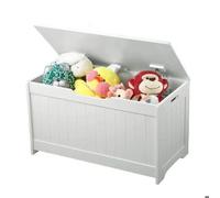 Ginger Home - Coffre À Jouets Enfant 2-En-1 Avec Banc, Couvercle Soft-Close, Bois Mdf, Blanc, 80,2×40×44,5 Cm Noir