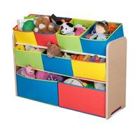 Ginger Home - Organiseur Jouets Enfant 3 Niveaux Avec 9 Bacs Tissu (2g,3m,4p), Structure Mdf/Métal, Multicolore Multicolore