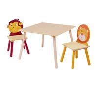Ginger Home Table pour enfants avec 2 chaises, ensemble en bois, table d'apprentissage et de jeu pour enfants, ANIMALS, meubles pour enfants