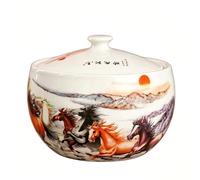 Ginger Jar Céramique Pot À Riz Boîte À Riz Décorative Chinoise Seau À Riz Hermétique Idée Cadeau Maison Et Déco(B,1.5kg)