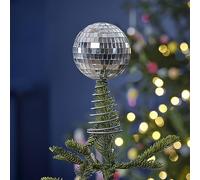 Ginger Ray- Accessoire décoratif pour cime de Sapin de Noël, Silver Disco Ball Decoration
