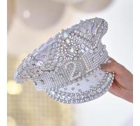 Ginger Ray Chapeau à paillettes orné d'argent pour 21e anniversaire, accessoire portable pour fête jalon, M