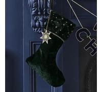 Ginger Ray- Chaussette de Noël avec Charme Décoration Cheminée, Green Velvet Embroidered
