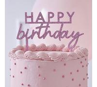 Ginger Ray Décoration de gâteau d'anniversaire en acrylique pailleté rose 11,7 cm x 13,4 cm