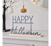 Ginger Ray- Décoration de Table, Metal Happy Halloween Sign, Noir (Black)