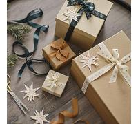 Ginger Ray- Ensemble de Papier Cadeau de Noël, Étoile, Gold Star Ribbon and Gift Tags 12 Pack, 4 Piece Set, golden/e