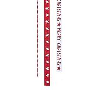 Ginger Ray- Gift Wrap Ruban, Merry Christmas & Star Designer, Multicolore