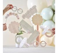 Ginger Ray Lot de 10 Accessoires de photomaton pour fête prénatale avec Motifs Floraux Assortis sur Chevilles en Bois Pastel