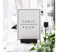 Ginger Ray- Lot de 12 Porte-numéros et Cartes, Black & White Wedding Table Numbers, Blanc/Noir