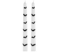 Ginger Ray Lot de 2 bougies de dîner blanches d'Halloween avec chauves-souris noires décoration de table
