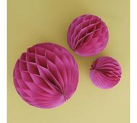 Ginger Ray Lot de 3 décorations de fête en papier nid d'abeille Fuchsia