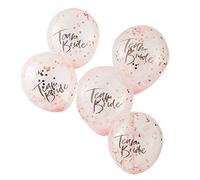 Ginger Ray Lot de 5 ballons décoratifs remplis de confettis floraux pour enterrement de vie de jeune fille Rose