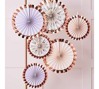 Ginger Ray Lot de 6 décorations de fête en forme d'éventail rose doré pastel et floral