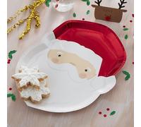 Ginger Ray Lot de 8 assiettes en papier rouge en forme de Père Noël