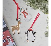 Ginger Ray Lot de 9 étiquettes en papier cadeau de Noël avec bonhomme de neige, renne et pingouin, MLC-154