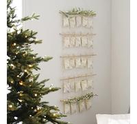 Ginger Ray NN-133 Lot de 24 sacs pour calendrier de l'Avent en tissu rustique avec faux feuillage Crème