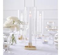 Ginger Ray Photophore en Verre avec Base dorée et 1 Bougie Blanche pour décoration de Table de Mariage 28 cm