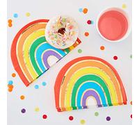 Ginger Ray- Serviettes de Table pour fête 16 Paquet, Rainbow Shaped Gold Foiled Paper, doré