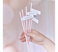 Ginger Ray Team Bride Lot de 16 pailles en papier pour enterrement de vie de jeune fille Rose