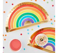 Ginger RayAssiettes en papier en forme d'arc-en-ciel, vaisselle de fête, paquet de 8