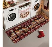 Gingerbread Biscuits Holiday Citation Man Christmas Runner Rug 2x6 | Imprimé à carreaux de buffle, tapis de couloir, motifs flocon de neige, thème de cuisson des vacances