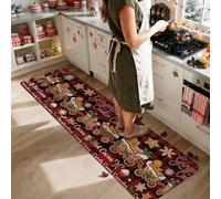 Gingerbread Biscuits Holiday Citation Man Christmas Runner Rug 2x8 | Imprimé à carreaux de buffle, tapis de couloir, motifs flocon de neige, thème de cuisson des vacances