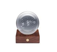 Gingko Lampe de bureau design en cristal ambré - Modèle du système solaire | Lampe décorative rechargeable avec contrôle tactile | Lampe de bureau d'ambiance élégante cadeau pour les amateurs