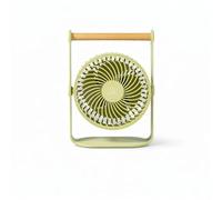 Gingko Lyra Ventilateur portable - Vert olive - Ventilateur de bureau rechargeable par USB avec poignée en bois, ventilateur de refroidissement silencieux réglable à 360°, 3 vitesses + mode vent