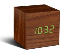 Gingko Réveil Horloge CUBE Click Clock Noyer, LED verte