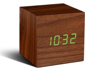 Gingko Réveil Horloge CUBE Click Clock Noyer, LED verte