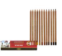 Gioconda Koh-I-Noor Lot de 12 crayons pastels souples - Tons marron + blanc + noir