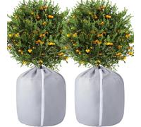 GIONAR 2 Pièces Protege Pot Exterieur - Protection Pot de Fleur Hiver - Housse Hivernage Plante en Pot Réutilisable 70x65cm Grise