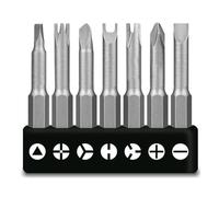 GIONAR Lot de 7 embouts de tournevis en forme de U, 50 mm, forme de U, type Y, triangle, croix intérieure, trois points, acier au chrome vanadium spécialement moulé