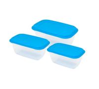GIO'STYLE Lot de 3 récipients hermétiques pour aliments - 0,5 L + 1 L + 1,5 L - Fabriqué en Italie - Rectangulaire - Convient pour réfrigérateur, congélateur, micro-ondes - Ligne hermétique