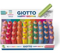 Giotto Happy Gomma gomme à effacer Caoutchouc Bleu, Corail, Fuchsia, Vert, Lilas, Citron vert, Orange, Rose, Turquoise, Jaune 40 pièce(s)