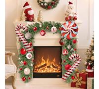 GIOVARA 2,7M Guirlande Sapin Artificiel, Guirlande de Noël, Guirlanded de Rotin Artificiel Décor, Guirlanded Escalier Noel pour Mur, Cheminée, Porte, Escalier, Jardin, Patio