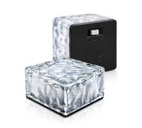 Gioyonil Lot de 2 lampes solaires LED en forme de cube de glace pour extérieur, étanches, marche/arrêt automatique, décoration pour jardin, allée, 10 x 10 x 5 cm (blanc froid)